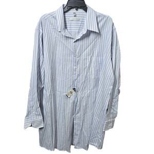 Geoffrey Beene Button Up Striped Long Sleeve Shirt Mens 18.5 Tall NEW